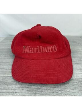 Vintage Marlboro Corduroy Baseball Cap - Rare Red Embroidered Hat